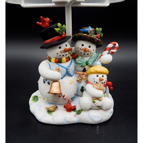 PartyLite Snowman Snowbell Family Tealight Lamp w/Snowflake P7866 Shade Holiday - Picture 2 of 12